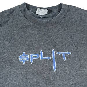 Vintage Y2k Split Skateboard Logo Spell Out T-shirt Grey Blue Surf Mens Large